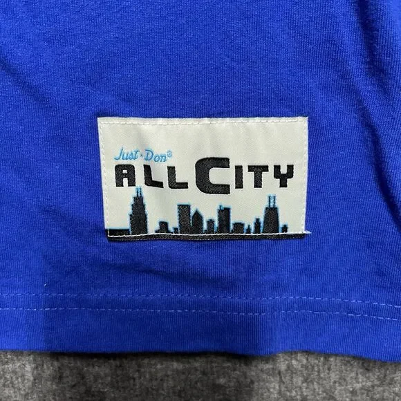 NWT All City by Just Don Shirt Mens Small Blue Tee Streetwear Casual Logo Patch - Picture 3 of 8